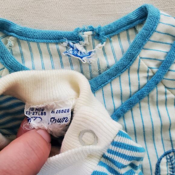 Vintage Bundle Blue Striped Shirts 12-18 months - Picture 2 of 4